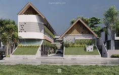 Desain kost tropis modern oleh jasa arsitek solo Ikigai Arsitama desain oleh febrian Lay Tropical Houses Architecture, Architecture Design Presentation, Hostels Design, Architecture Today, Urban Landscape Design, Architecture Design Sketch, Model House Plan, Architecture Building Design