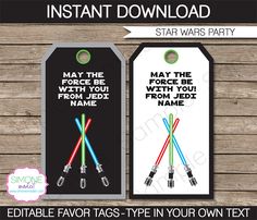 star wars party printable tags