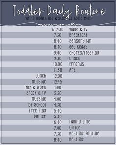 the schedule for toddler daily routine