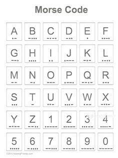 the morse code is shown with numbers and letters in white, black and grey colors