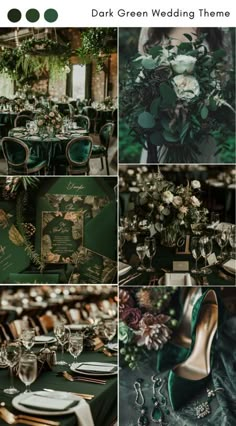 green wedding theme with gold accents and greenery