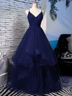 Shiny V Neck Navy Blue Long Prom Dresses, Fluffy Navy Blue Formal Evening Dresses, y Ball Gown Navy Blue Evening Dress, Sparkly Ball Gown, Blue Long Prom Dress, Navy Blue Formal Dress, Navy Blue Prom Dress, Blue Formal Dress, Navy Blue Prom Dresses, Princess Prom Dresses, Stunning Prom Dresses