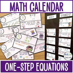 a purple and white poster with the words, one - step instructions for math calendars