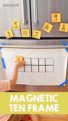 the magnetic ten frame is made with magnets and yellow stickers to help students learn numbers