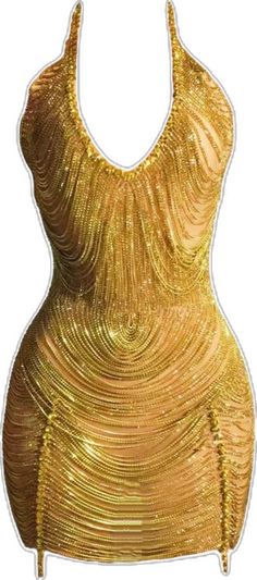 Gold Embellished Sleeveless Mini Dress, Gold Rhinestone Evening Dress, Sleeveless Embellished Mini Dress For Prom, Embellished Sleeveless Mini Dress For Prom, Glamorous Embellished Mesh Dress For Party, Glamorous Embellished Mesh Dress For Party Season, Sleeveless Mini Dress With Rhinestones For Prom, Gold Embellished Dress For Night Out, Chic Embellished Mesh Party Dress