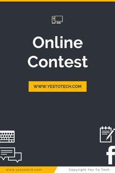 the text online contest is displayed on a black background with yellow border and white outline