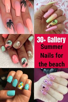 30 Best Summer Beach Nails 2022 Beach Nails 2022, Gel Summer Nails Short, Coral Acrylic Nails, Summer Nails 2023 Gel, Gel Summer Nails, Summer Beach Nails, Beach Nail Art Designs, Vacation Nail Designs, Vacation Nails Beach