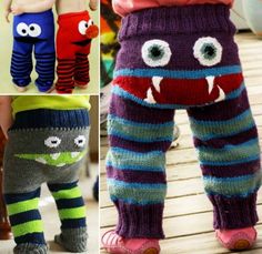 Knitted Monster Pants Free Pattern--I want to make a me-sized pair for roller derby sweats! SKPW Grumpy Pants, Childrens Clothing, Knitted Baby, Knitting Ideas, Baby Outfits, Knitting Inspiration