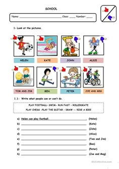 a worksheet with pictures and words on it