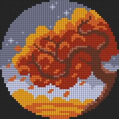 an image of a pixellated artwork with orange and yellow colors