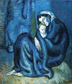 a painting of a woman holding a child