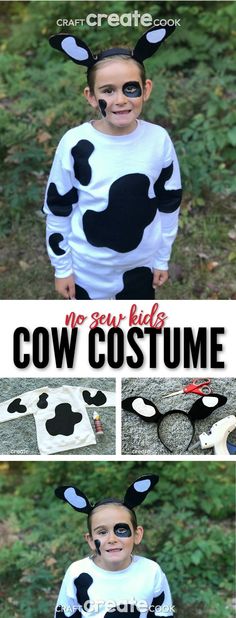 a boy in a cow costume with his face painted