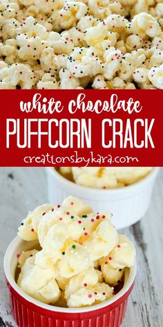 Puffed Corn Recipes, White Almond Bark, Two Ingredient, Chocolate Popcorn, Candy Recipes Homemade, Christmas Candy Recipes, Almond Bark