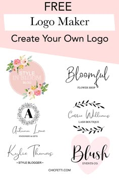 the free logo maker to create your own logo with flowers, leaves and wreaths