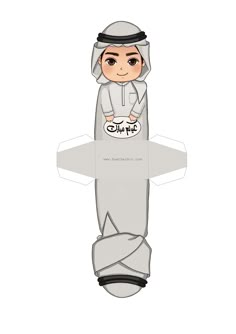 an origami paper doll with a hood and scarf on it's head