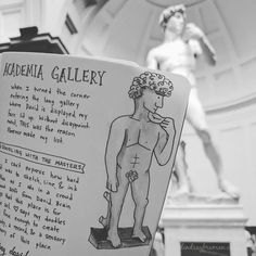 an open book with a drawing of a male figure on the front and back cover