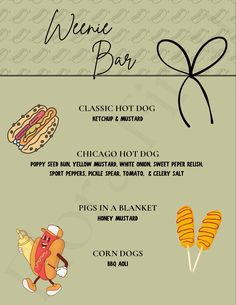 a menu for a hot dog restaurant