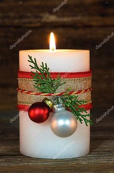 Imagem salva da internet "INSPIRAÇÃO" Christmas Candle Crafts, Christmas Candles Diy, Fancy Christmas Ornaments, Christmas Decorations Diy Crafts, Christmas Centers, Easy Christmas Ornaments, Christmas Candle Decorations, Handmade Christmas Crafts