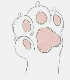 a drawing of a paw with pink spots on it's fingers and the tip of its thumb