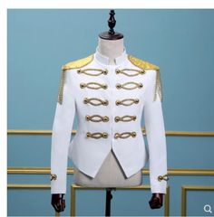 Men’s Military Royal Dress Coats Blazer Jacket Gold Fringe Button Stand Collar | eBay Stage Theater, Male Dress, Gold Suit, Clothes Jacket, 18th Century Clothing, Punk Dress, Culture Clothing, Waist Coat, Dress Suits For Men