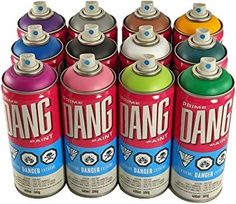 six cans of dang are lined up in a row