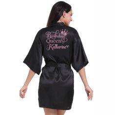 Customized Logo Wedding Date Name Bathrobe Faux Silk Bridal Robe Bride Bridesmaid Wedding Robes-FrenzyAfricanFashion.com Red Mermaid Dress, Silk Bridal Robe, Tassel Shirt, Wedding Robes, Red Mermaid, Bridal Robe, Silk Kimono Robe, Embroidered Lace Fabric, Wedding Robe