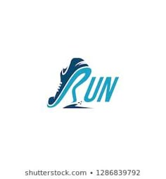 running shoe logo design on white background