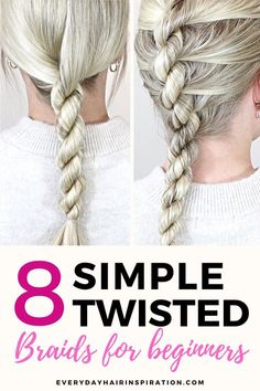 Braiding For Beginners, Beginner Hairstyles, Braid For Beginners, Twisted Hairstyles, Rope Twist Braids, Braids Step By Step, Face Hairstyles, Rope Braids, Feminine Hairstyles