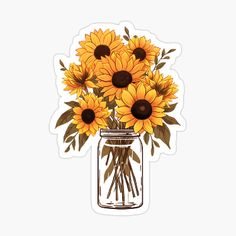 sunflowers in a mason jar sticker