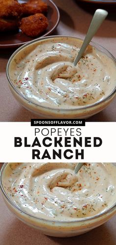 Blackened ranch sauce in a glass bowl. Sauces For Dipping, Popeyes Blackened Ranch Recipe, Blackened Ranch Popeyes Recipe, Easy Homemade Sauce, New Food Recipes Dinners, Danos Seasoning Recipe Copycat, Blackened Ranch Recipe, Copycat Sauce Recipes, White Dipping Sauce