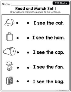 a worksheet for reading the words i see the cat and i see the hat