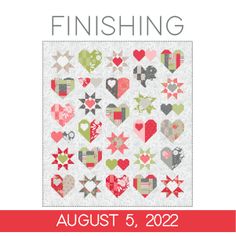 the cover of finishing quilts magazine, august 5, 2012 with an image of hearts and arrows