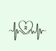 a heartbeat with the letter r in it