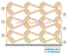 the diagram shows how to make a crochet pattern with multiple stitches and loops