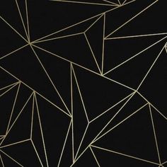 an abstract black and gold wallpaper design with lines in the middle, on a dark background