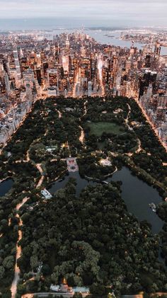 an aerial view of the central park in new york city