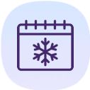 a calendar with snowflakes on it is shown in the middle of a circle