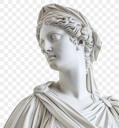 the head and shoulders of a statue of a woman wearing a dress, hd png