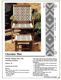 an advertisement for a chair and footstool made from crocheted yarns