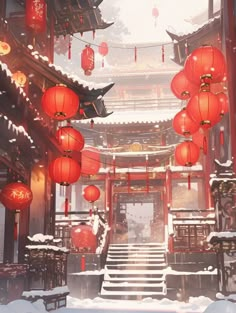 Traditional Chinese culture, New Year atmosphere, digital printed products, red lanterns, traditional architecture, winter snowflakes Winter In China, Chinese Red Aesthetic, Red Chinese Aesthetic, Chinese Palace Interior, Chinese Culture Aesthetic, Cultural Poster, Chinese New Year Art, Chinese New Year Illustration, China New Year