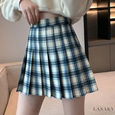 Lasaky - High-Waisted Plaid Pleated Skirt - Fashionable Midi Skirt High Waisted Pleated Skirt, Plaid Pleated Skirt, Short Skirt, Pleated Skirt, Tartan, Autumn Winter, Midi Skirt, Premium Quality, High Waist