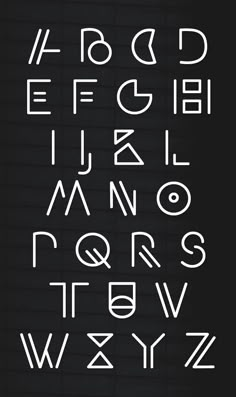 the alphabet is made up of letters and numbers, all in white on a black background