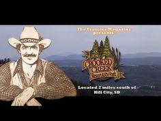 an advertisement for the crooked creek restaurant and bar in hill city, south carolina with a photo of a man wearing a cowboy hat