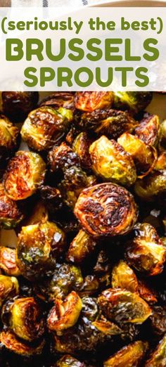 roasted brussel sprouts with text overlay