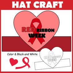 a red ribbon heart with the words red ribbon week written in black and white on it