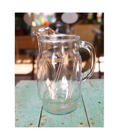 Vintage Anchor Hocking Glass Pitcher with Ice Lip Clear Optic Twisted Swirl 2 Qt Iced Tea Water Pitcher Midcentury by oceanmindedjewelry on Etsy