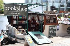 there is a boat that has bookshop on it