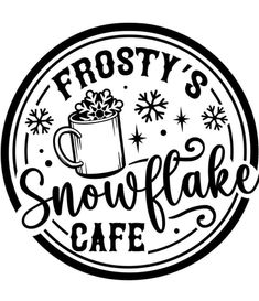 frosty's snowflake cafe logo with a cup of coffee in the center