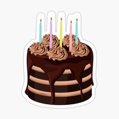 a chocolate cake with candles on it sticker