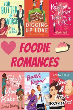 some books are stacked on top of each other with the words foodie romances